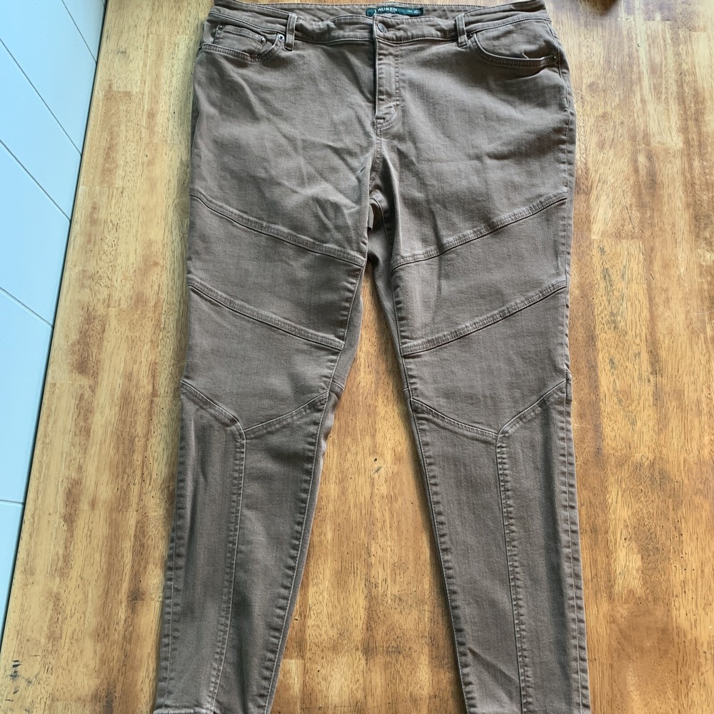 Ralph Lauren Jeans Women's Size 16W Brown Mid-Rise Skinny Denim Pants 28" Inseam